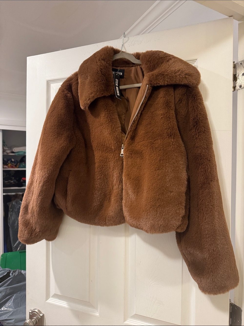 Steve Madden Brown Teddy Faux-Fur Jacket